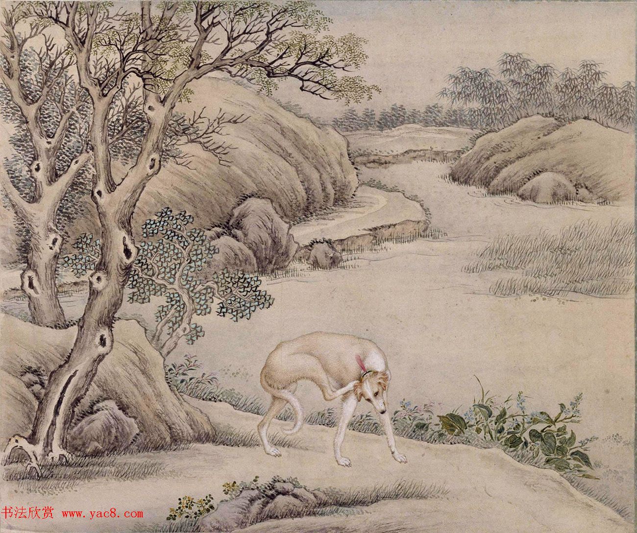 清代嵇璜书法+艾启蒙绘画《十骏犬图册》