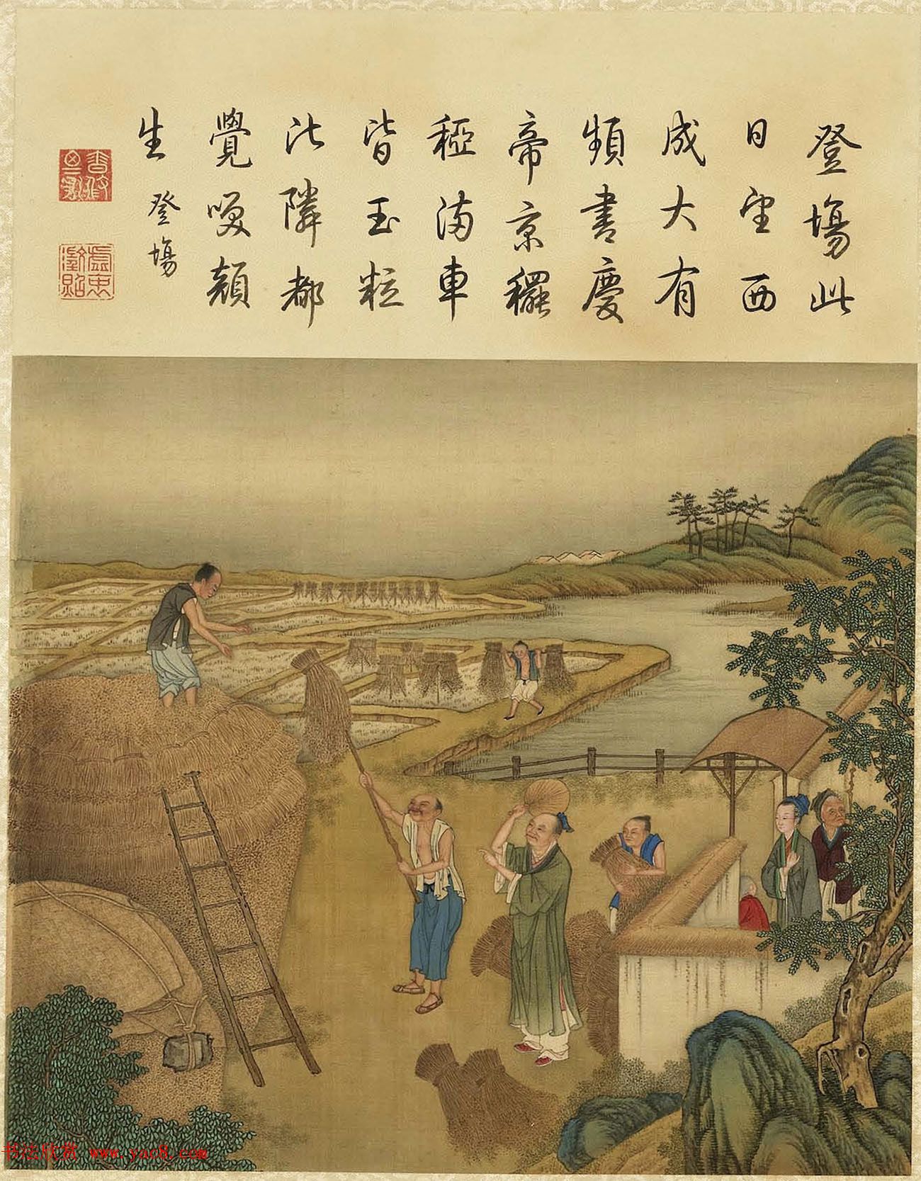 清代宫廷画师陈枚彩绘本《耕织图》