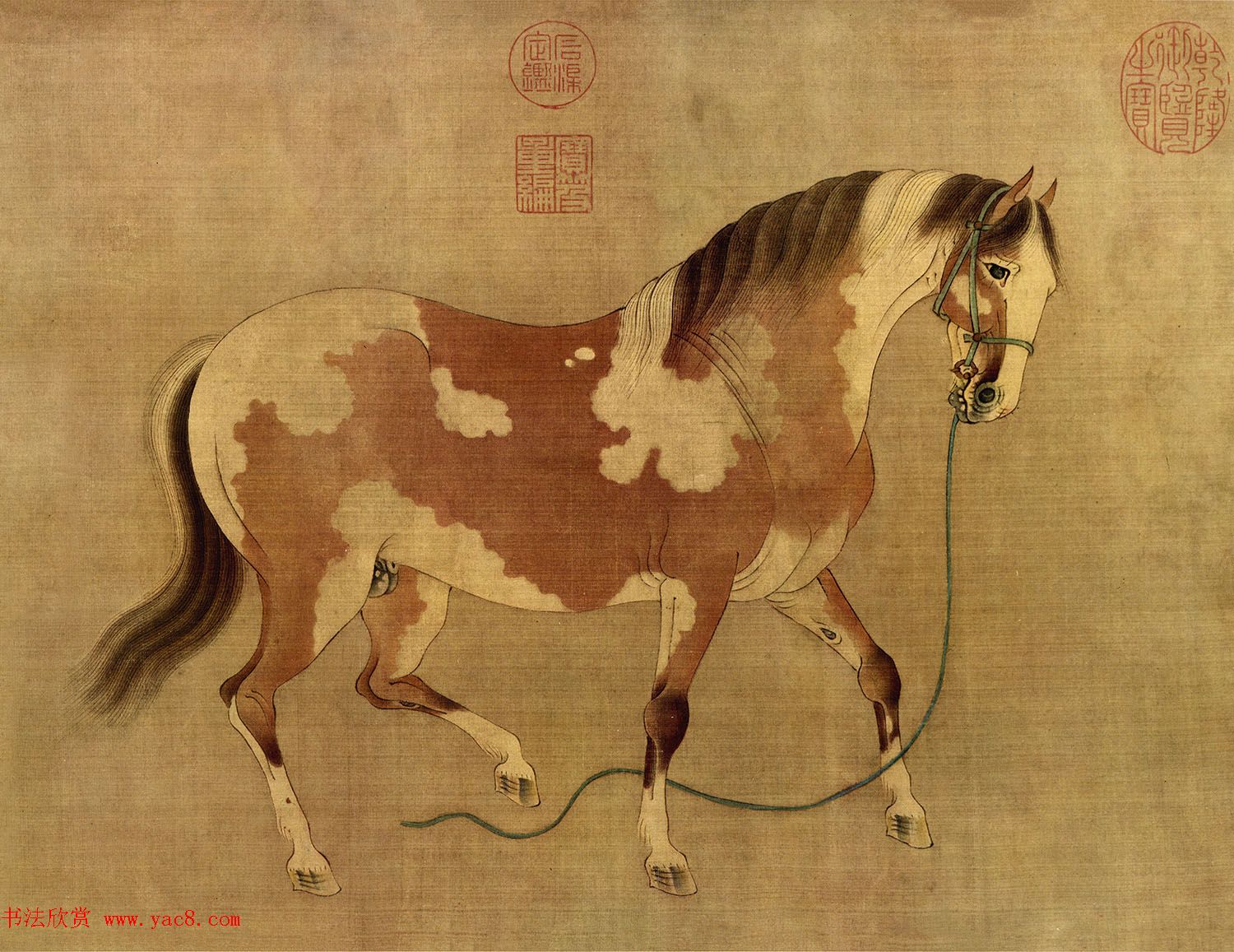 元朝任仁发书画作品《二马图卷》寓意深刻