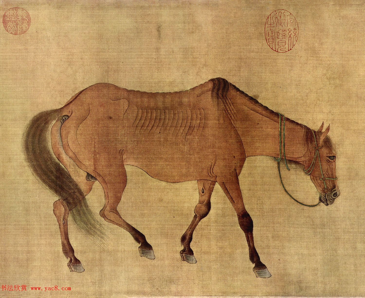 元朝任仁发书画作品《二马图卷》寓意深刻