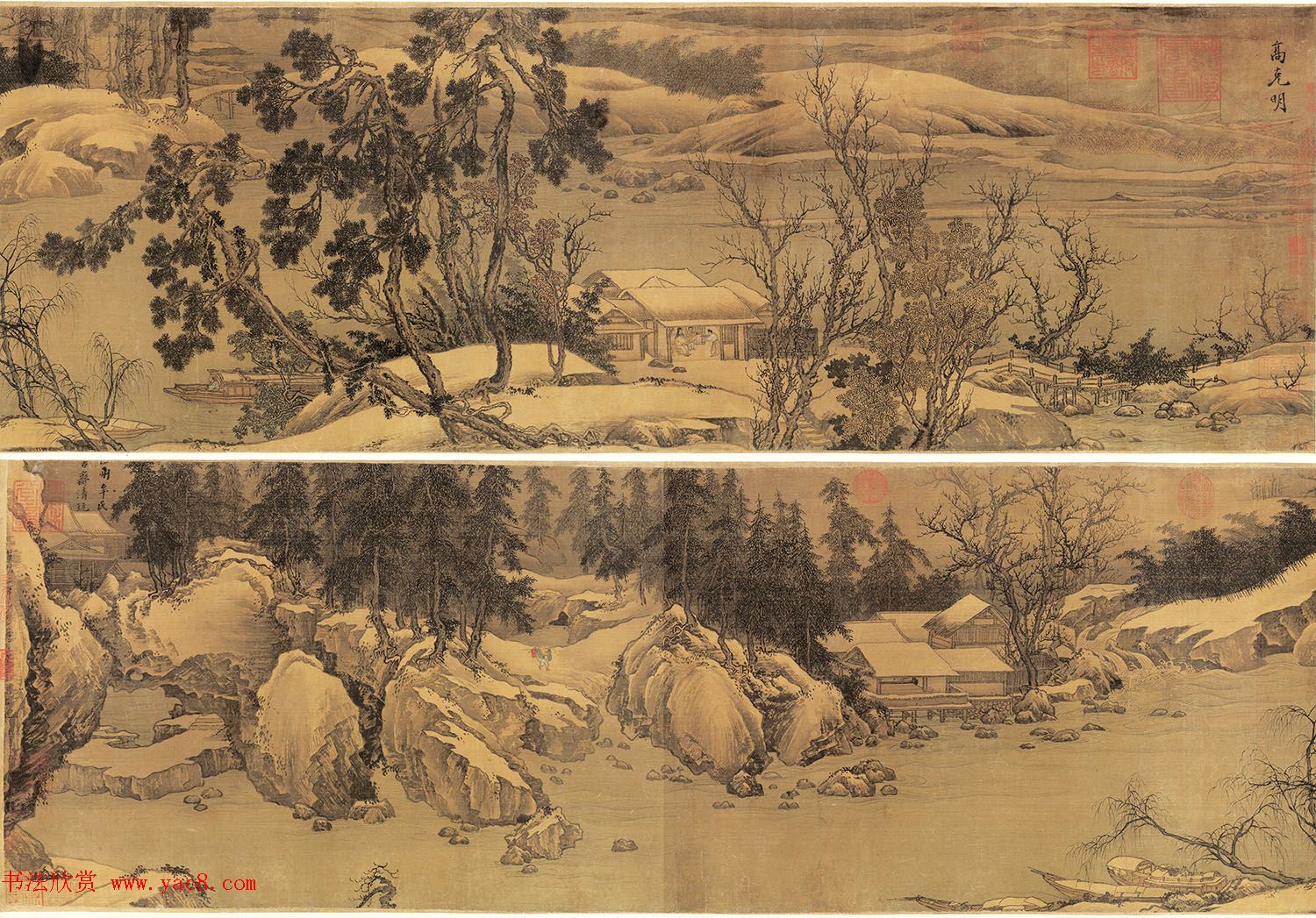 北宋高克明山水画《雪意图》附书法题跋