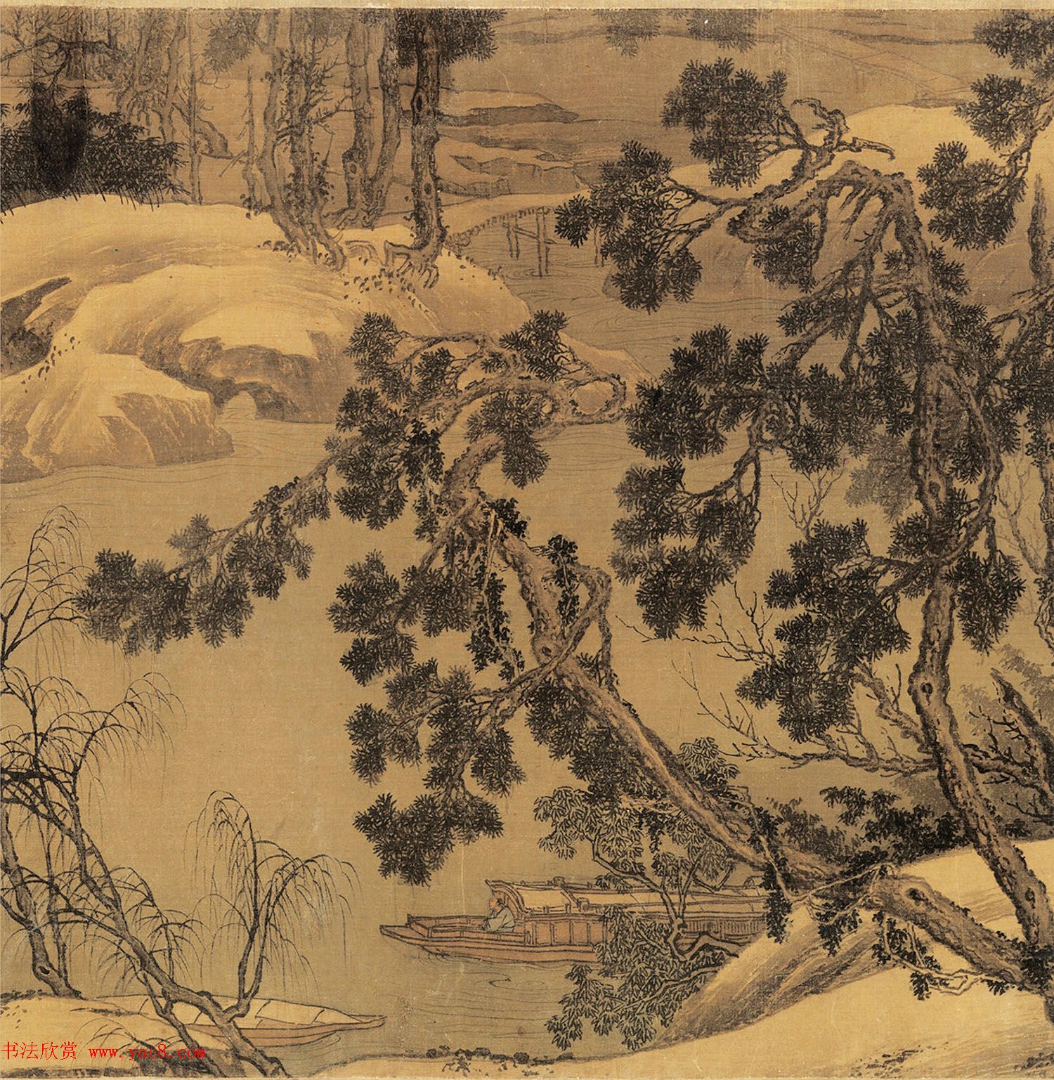 北宋高克明山水画《雪意图》附书法题跋