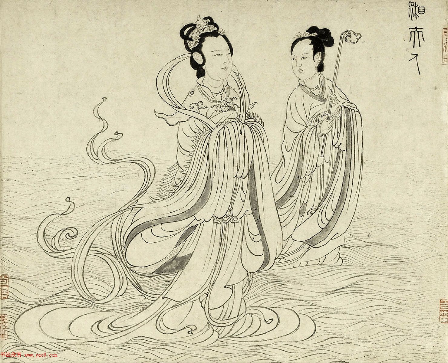 元代吴睿篆书词卷《张渥九歌图》