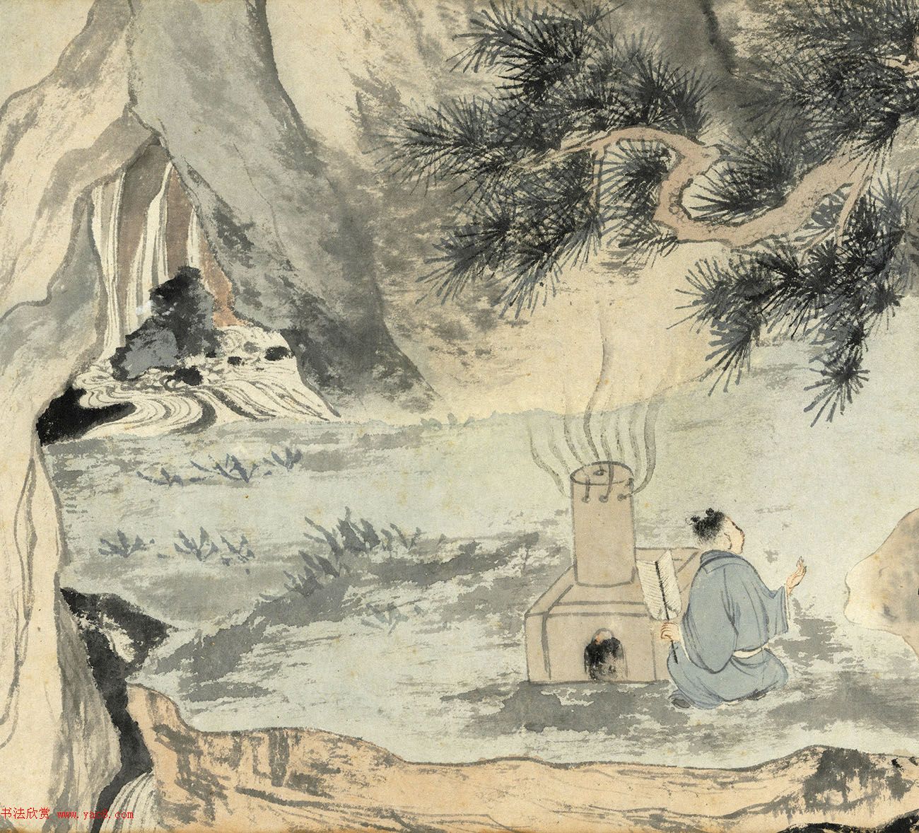 明代唐寅书画欣赏《烧药图》