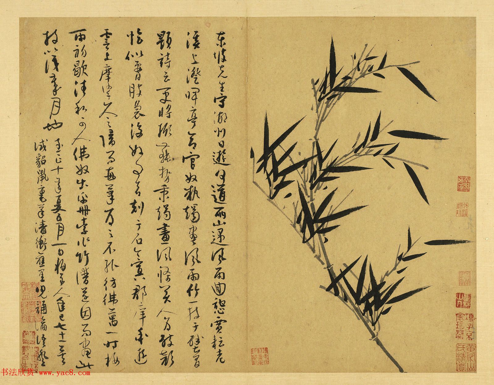 元代吴镇71岁书画册《墨竹谱》