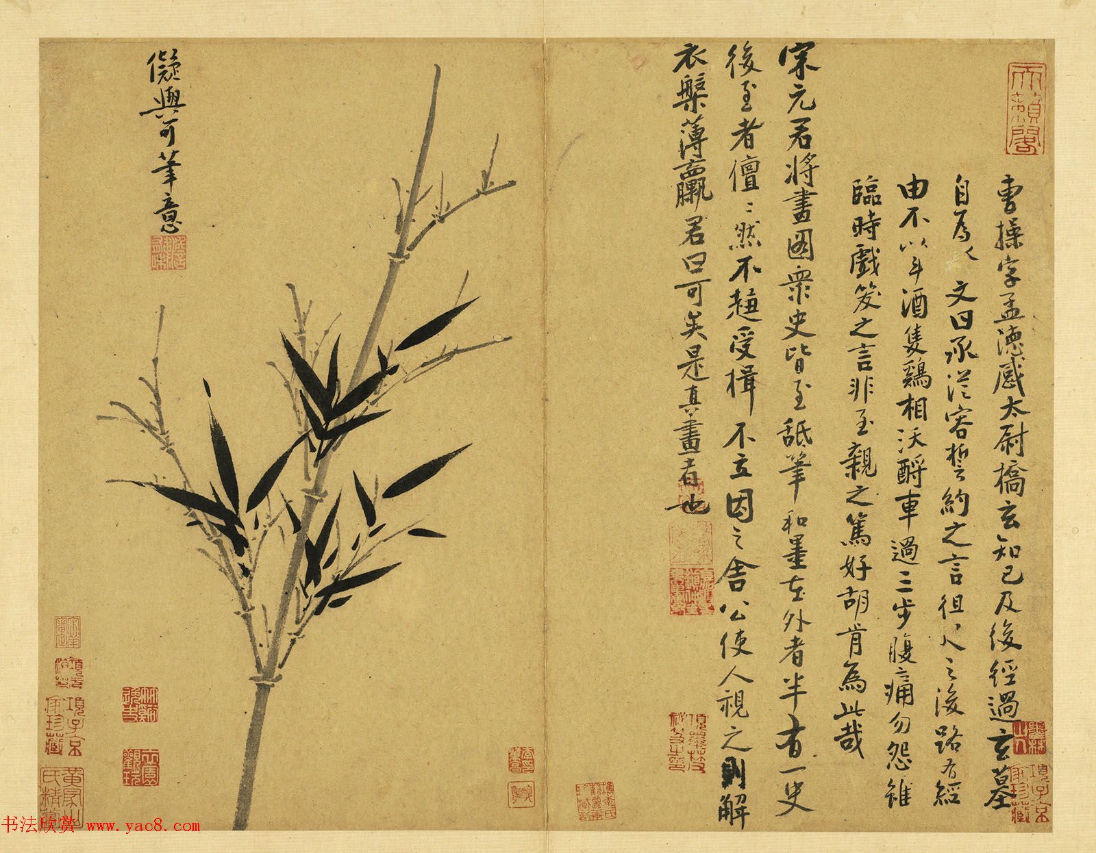 元代吴镇71岁书画册《墨竹谱》