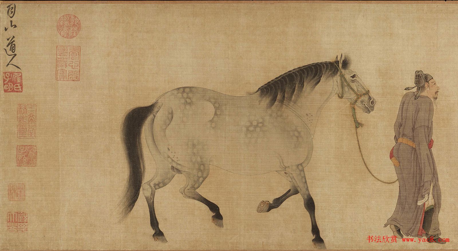 明代王一瀛书法题跋《任仁发人马图》