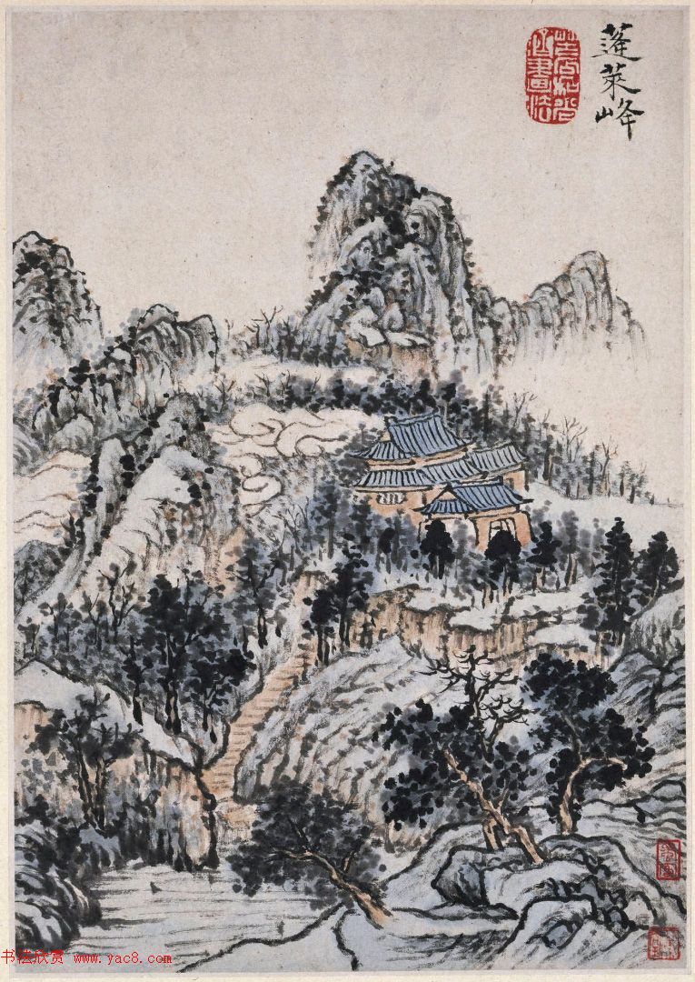 清代石涛字画欣赏《罗浮山书画册》