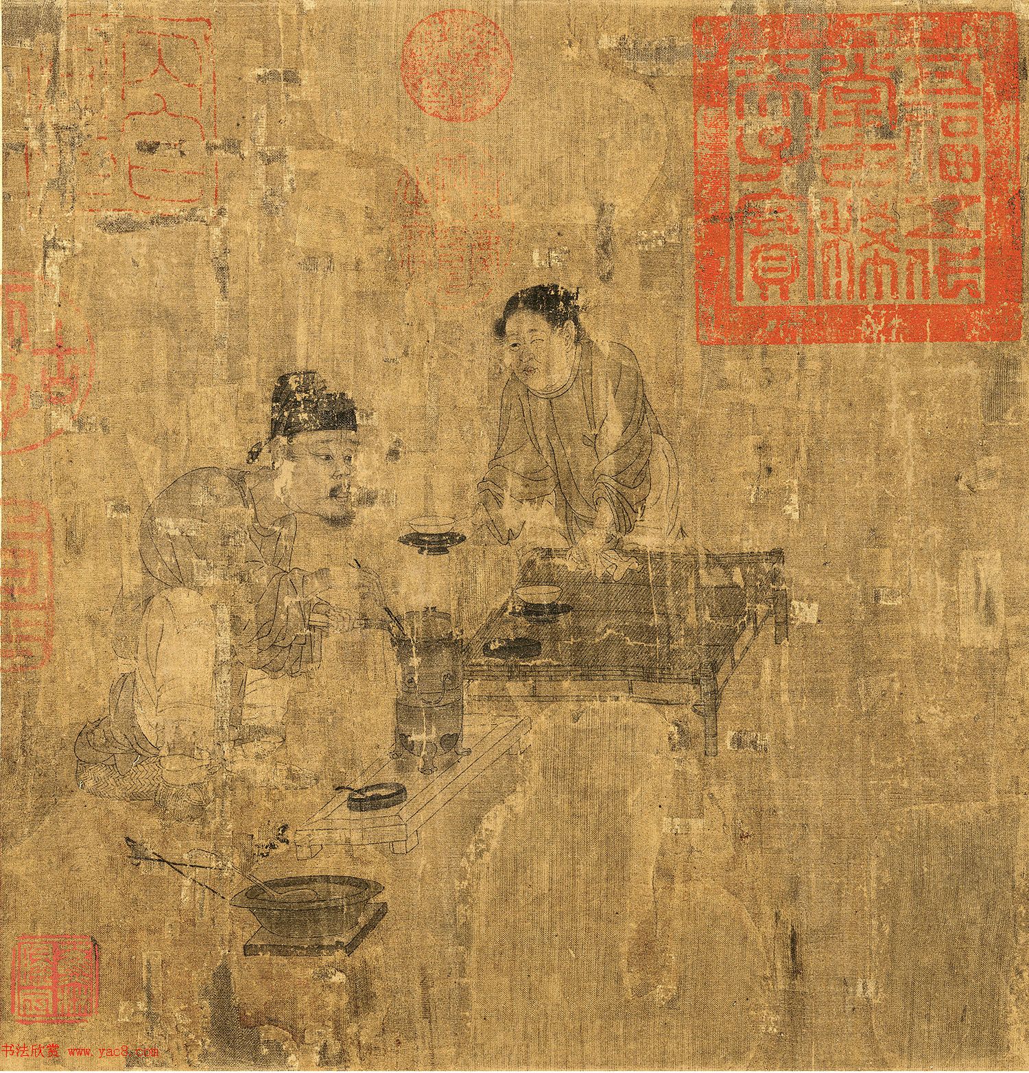 唐代画家阎立本绘《萧翼赚兰亭序》