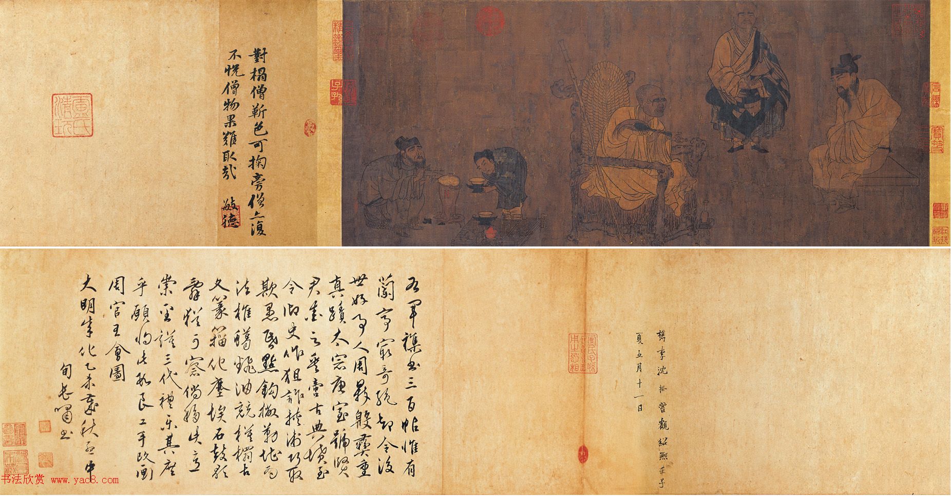 唐代画家阎立本绘《萧翼赚兰亭序》