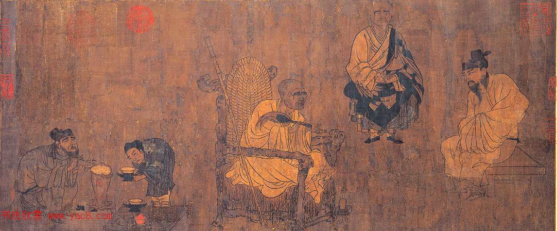 唐代画家阎立本绘《萧翼赚兰亭序》