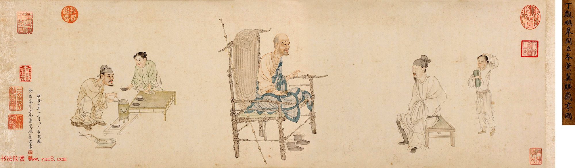 唐代画家阎立本绘《萧翼赚兰亭序》