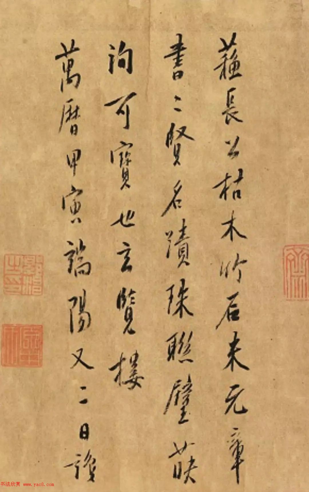 米芾行书题跋苏轼《枯木怪石图》