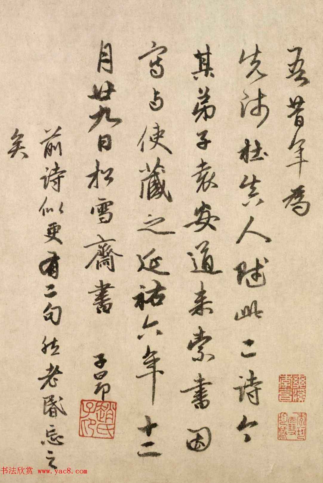 赵孟頫66岁行书《为杜真人赋诗二首》