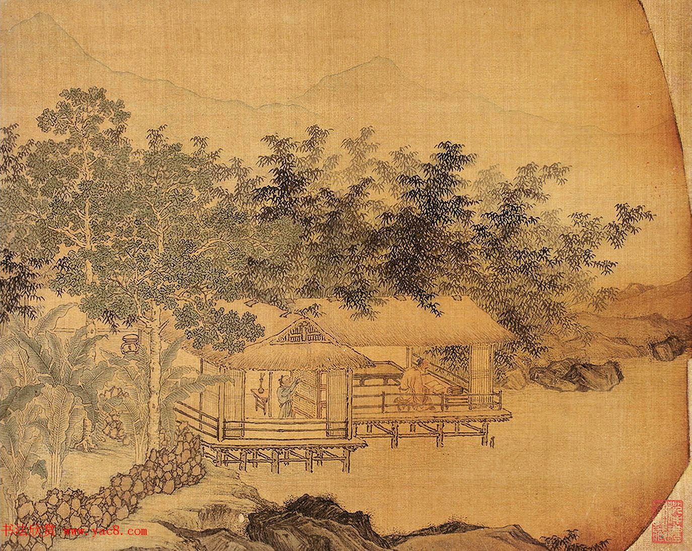 唐寅王守仁书画合册《山静日长图》