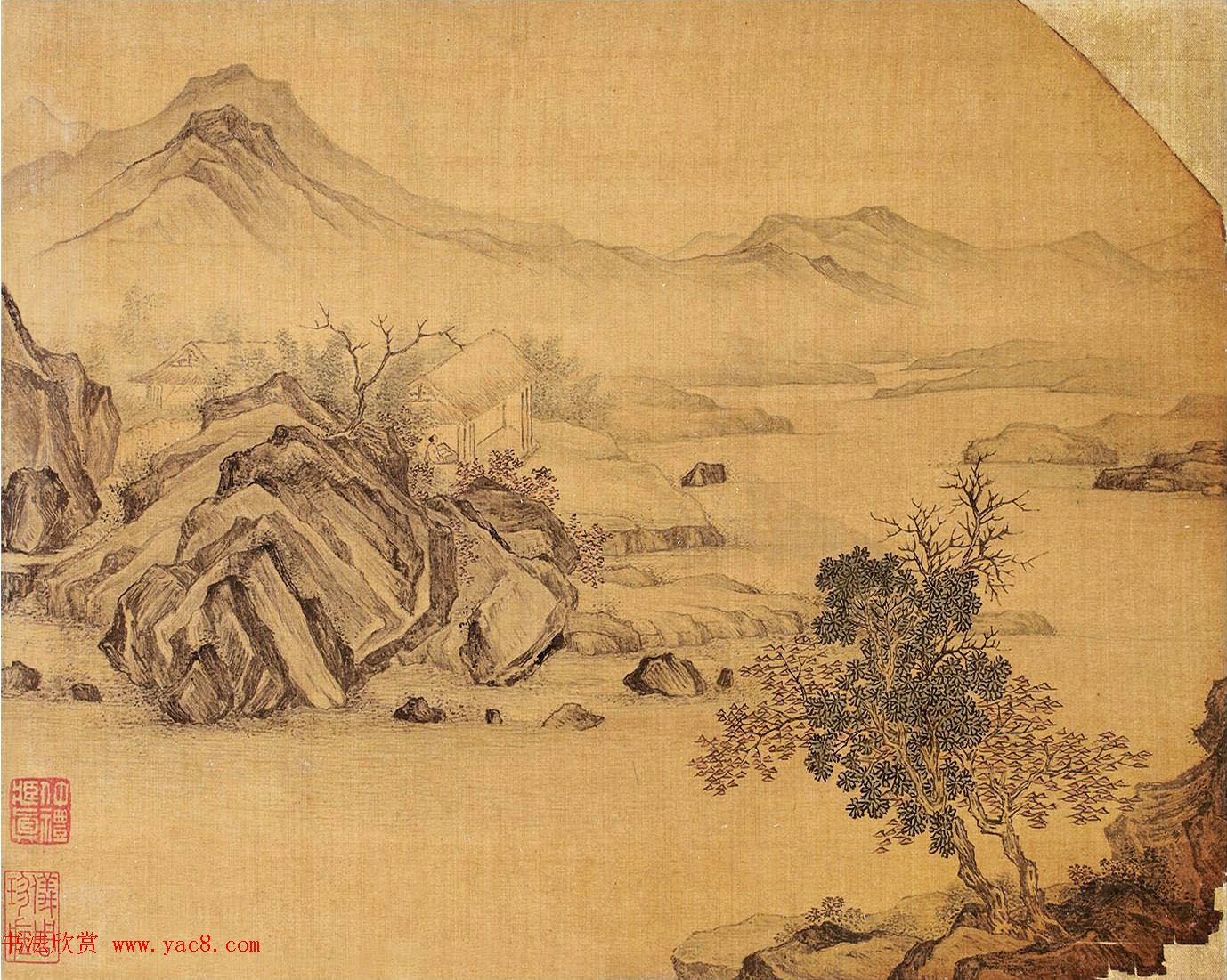 唐寅王守仁书画合册《山静日长图》