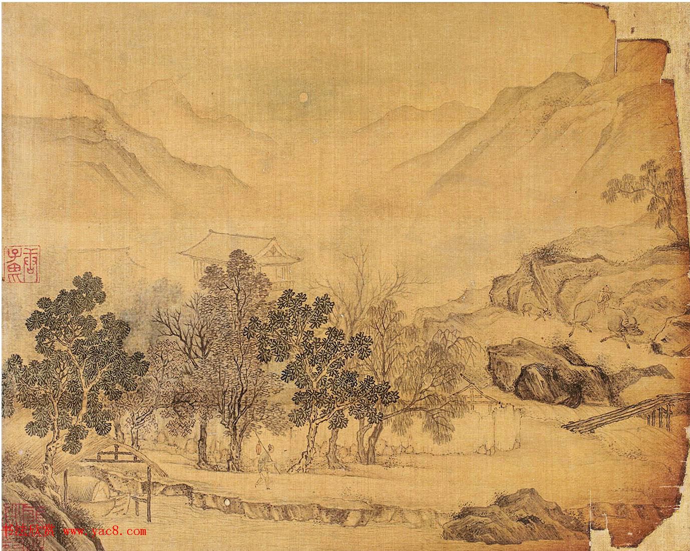 唐寅王守仁书画合册《山静日长图》