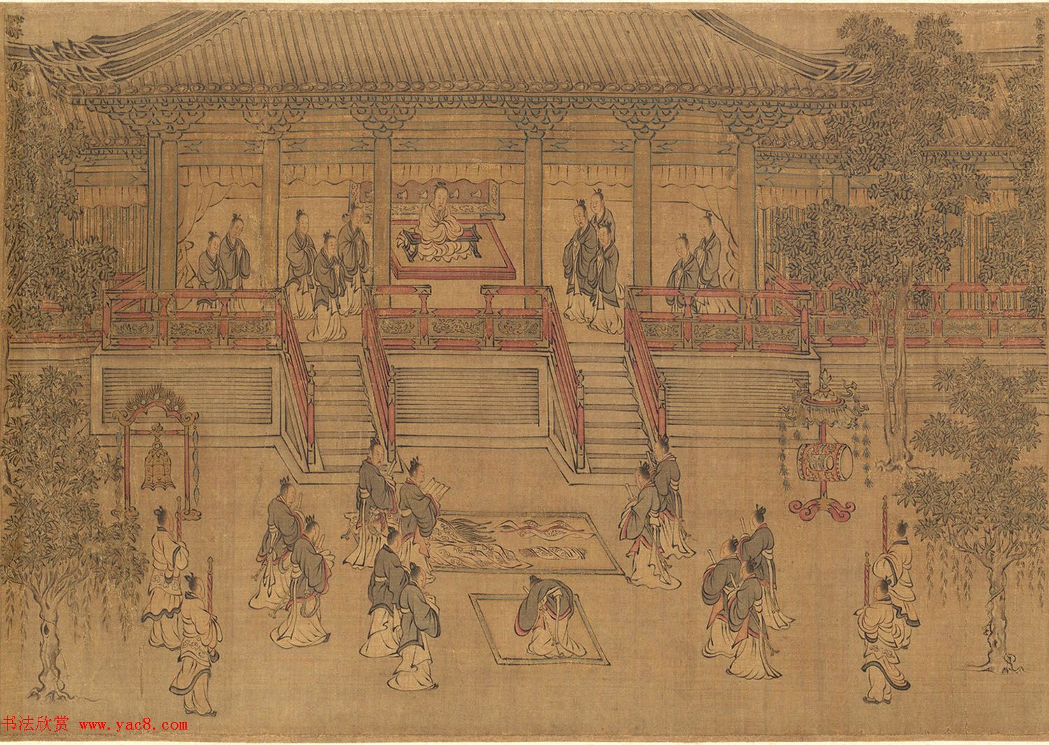 宋高宗书《毛诗小雅》马和之南有嘉鱼等六篇书画卷