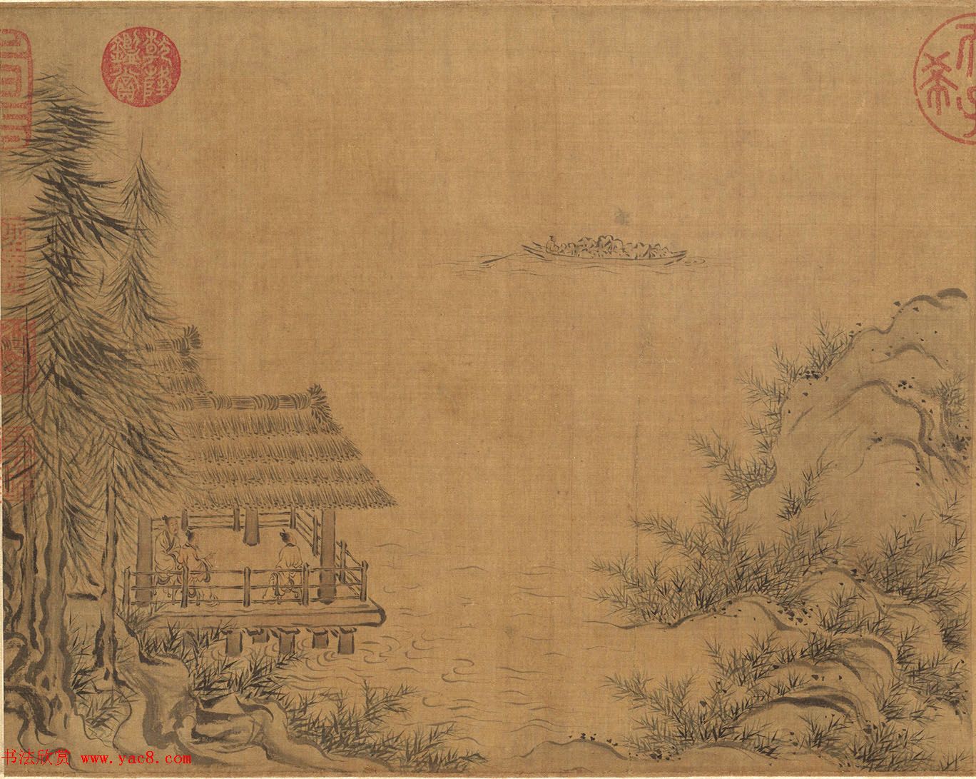 宋高宗书《毛诗小雅》马和之南有嘉鱼等六篇书画卷