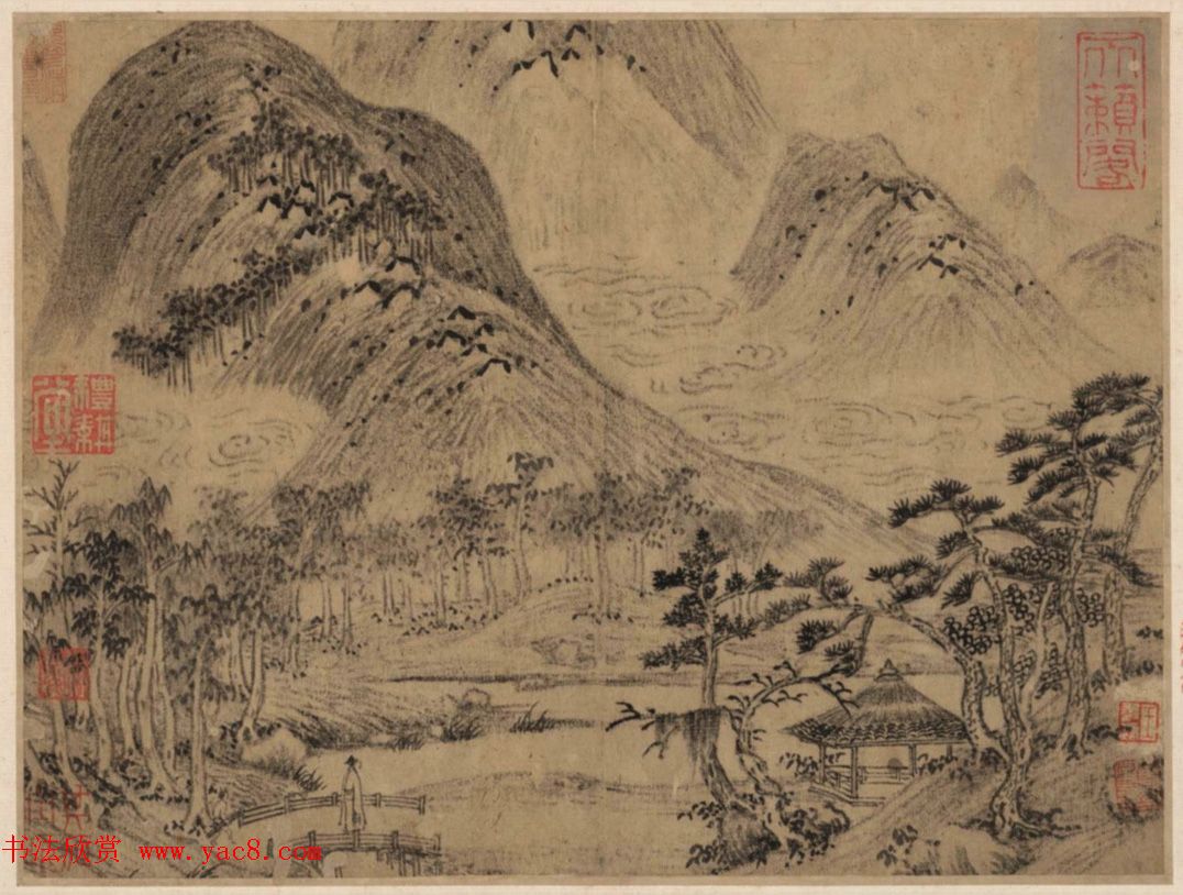 董其昌书法鉴题曹知白山水册