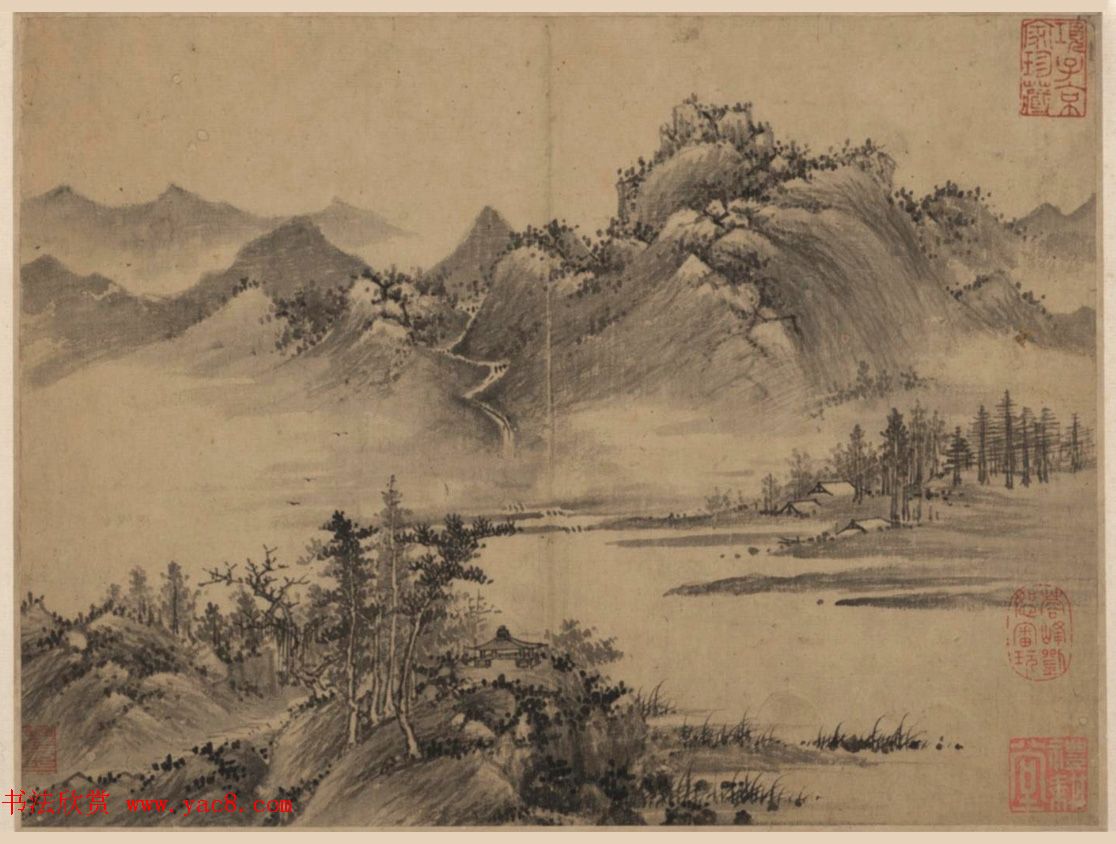 董其昌书法鉴题曹知白山水册