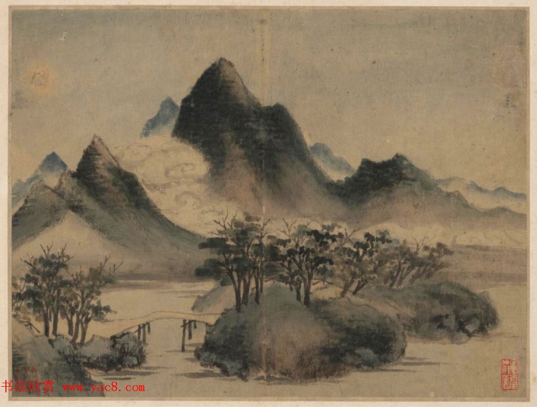 董其昌书法鉴题曹知白山水册