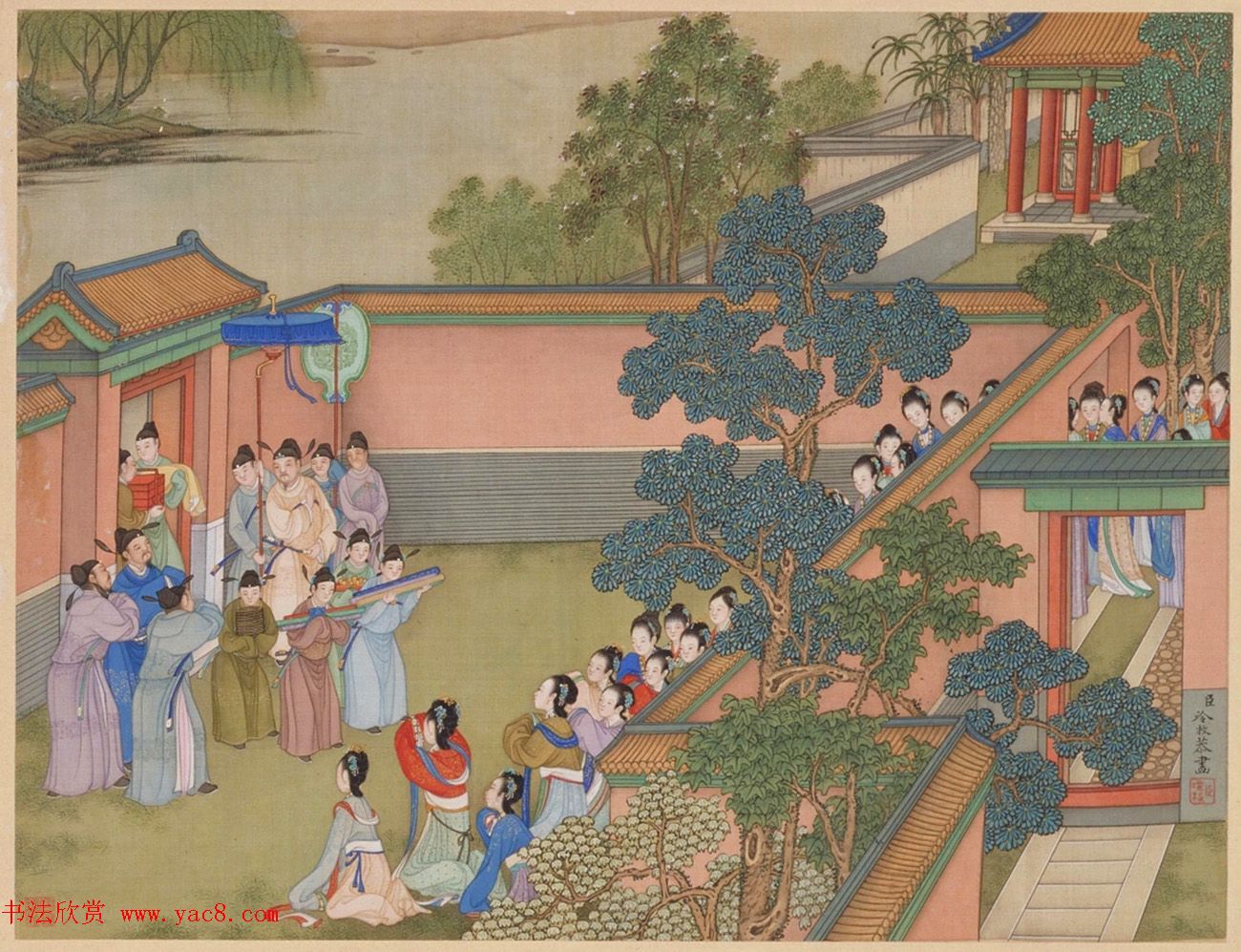 张若霭书法冷枚养正图合册