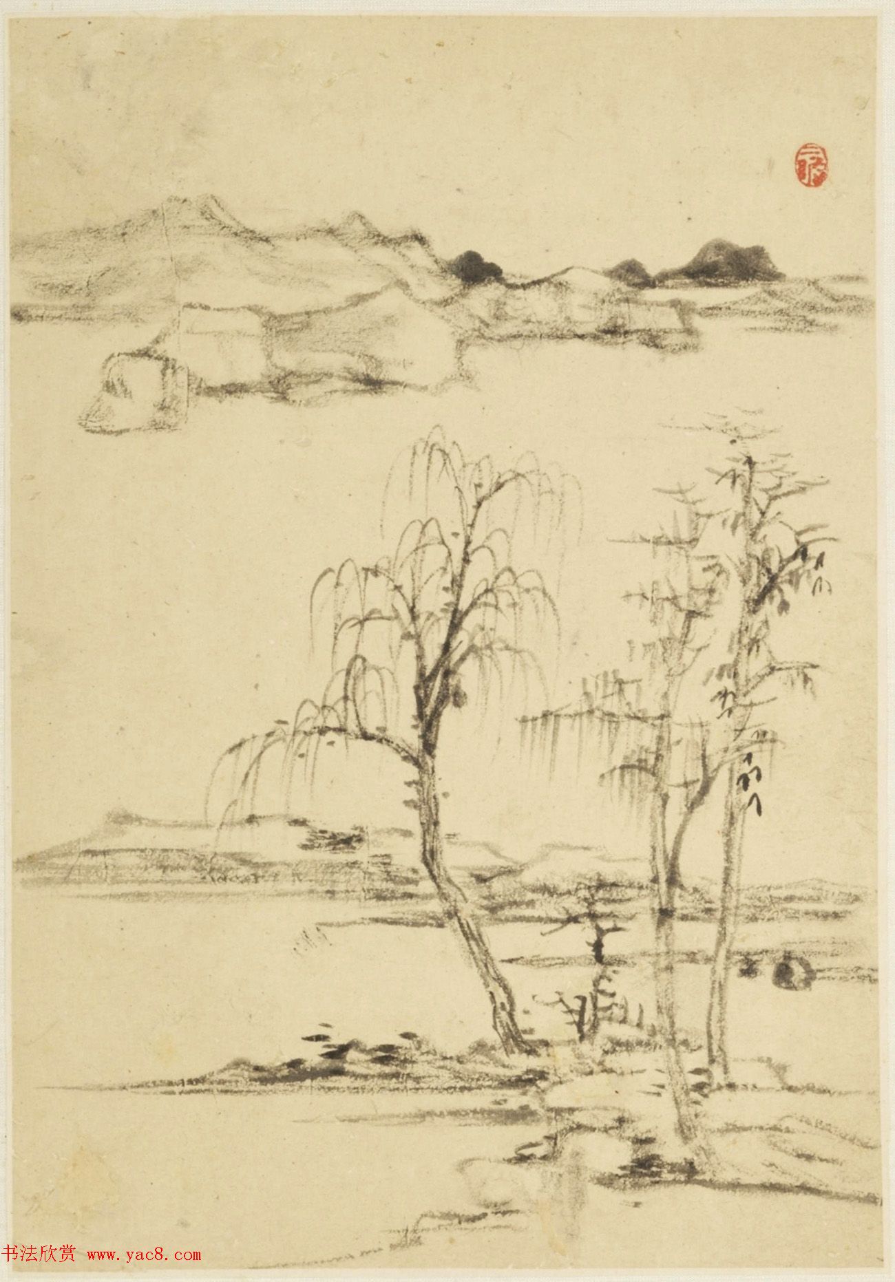 明末清初查士标书画合壁册