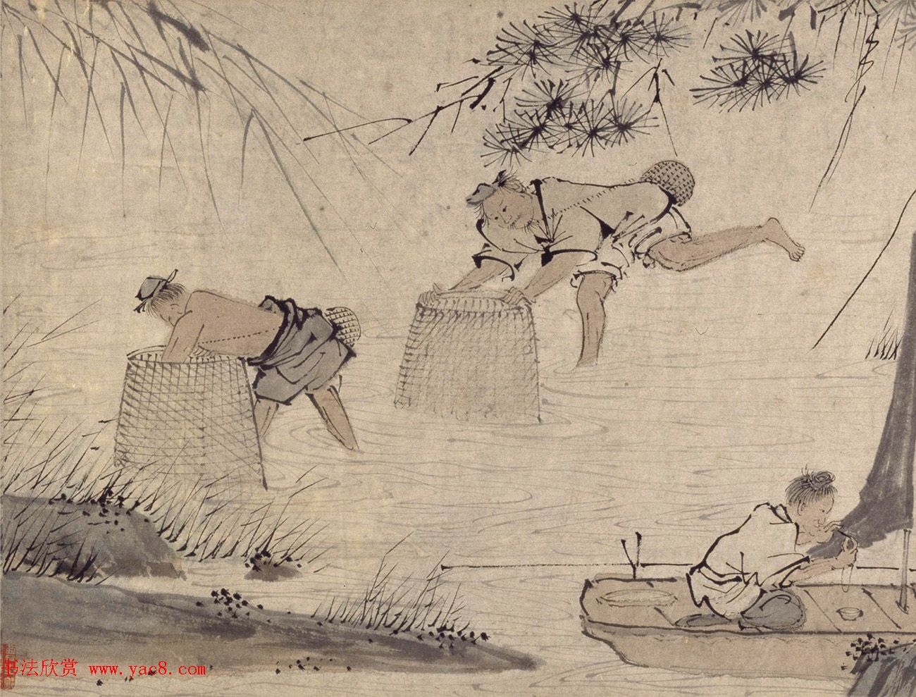 文彭隶书《江乡鱼乐》_草书《渔歌子》词