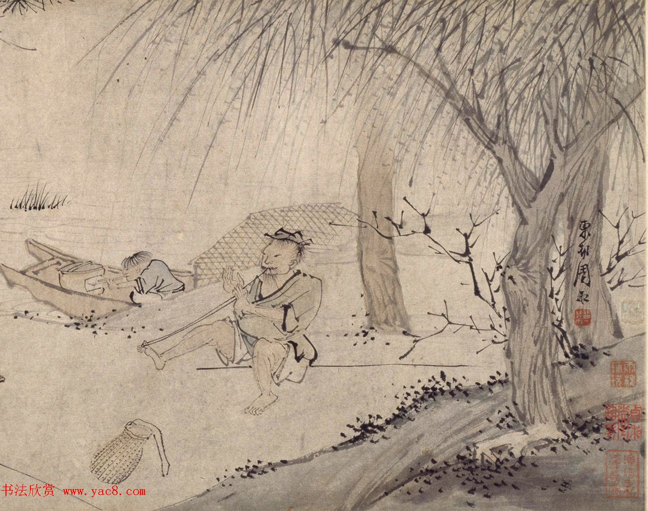 文彭隶书《江乡鱼乐》_草书《渔歌子》词