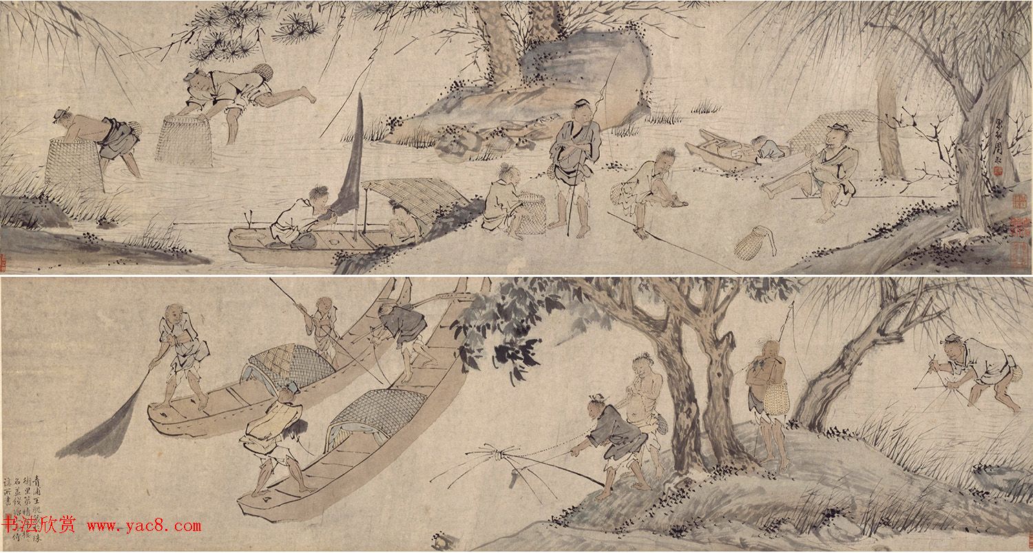 文彭隶书《江乡鱼乐》_草书《渔歌子》词