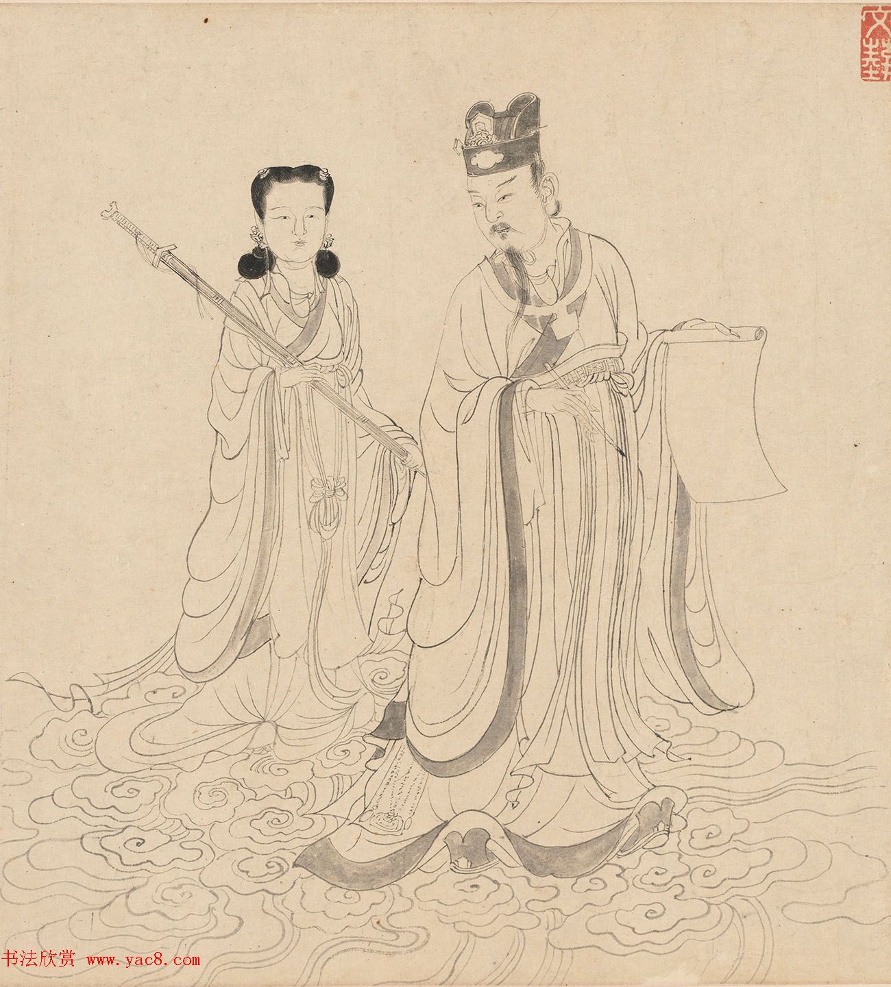 元代褚奂隶书题词《九歌图》