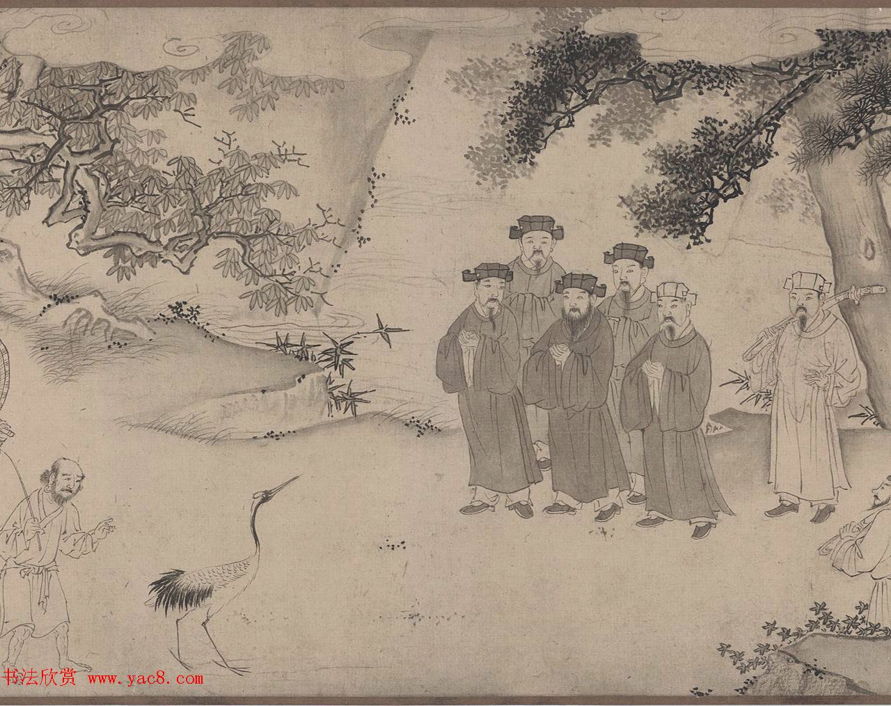 元代陈鉴如《竹林大士出山图》十人书法题跋