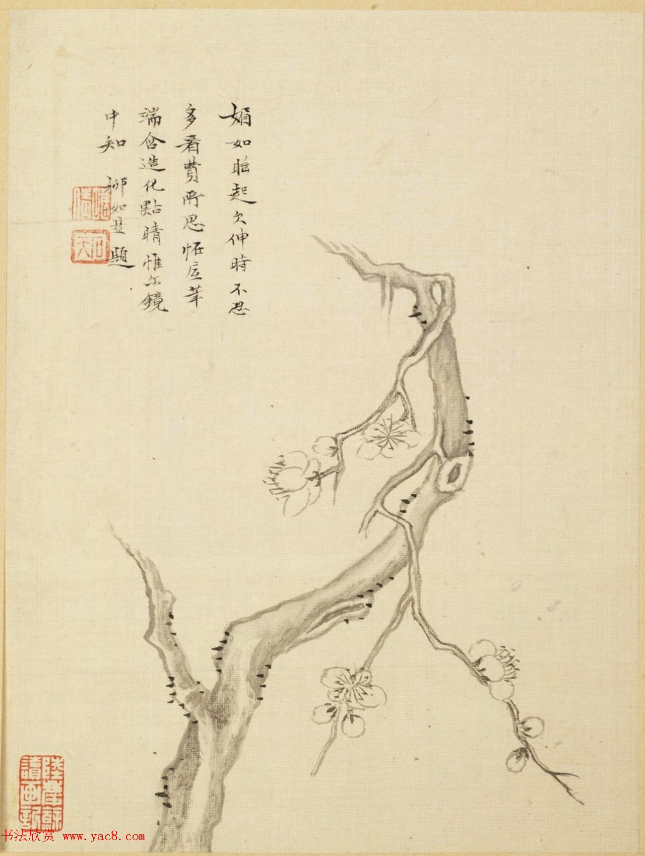 沈荃等8人书法题《沈颢墨梅册》