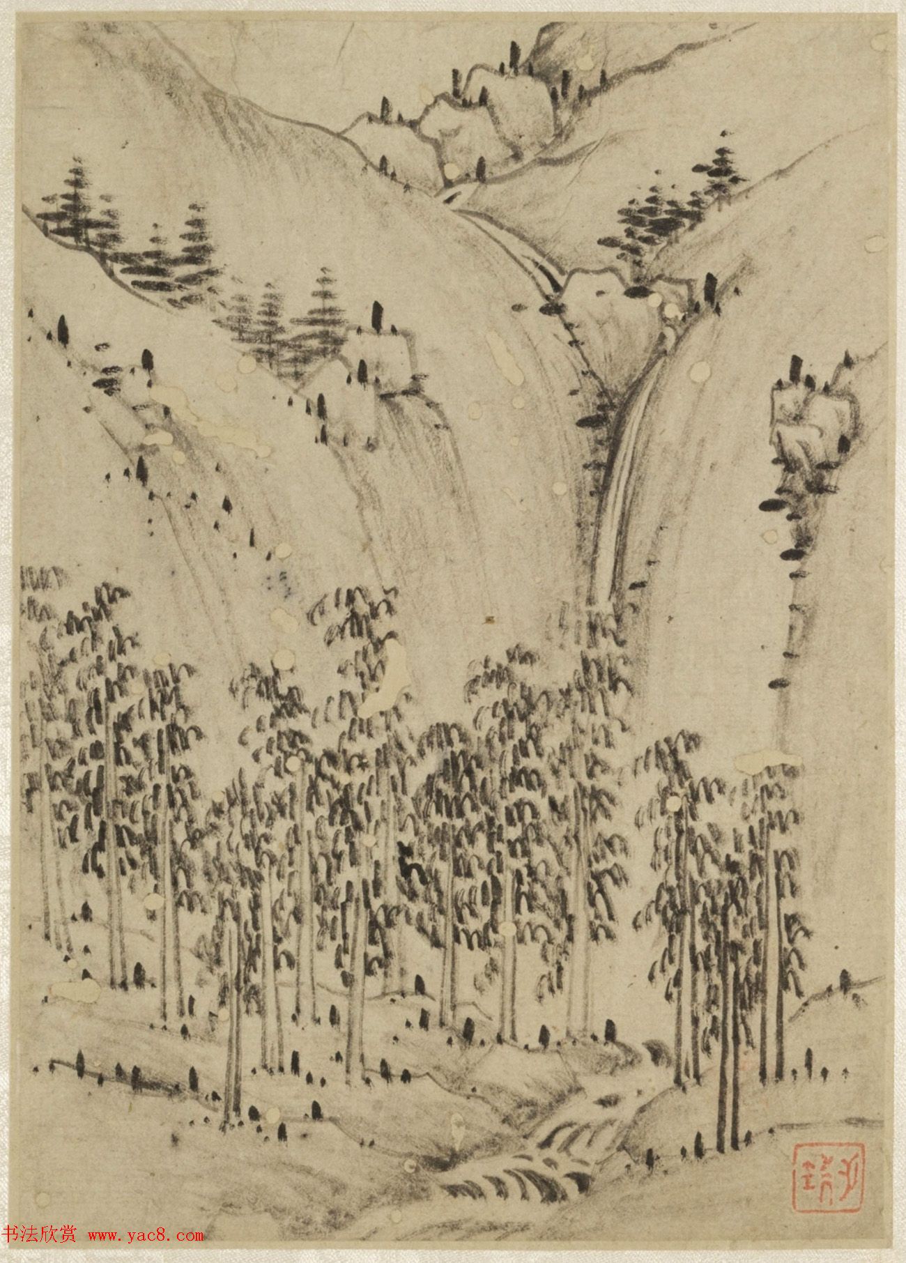 查士标书法题汪之瑞山水册