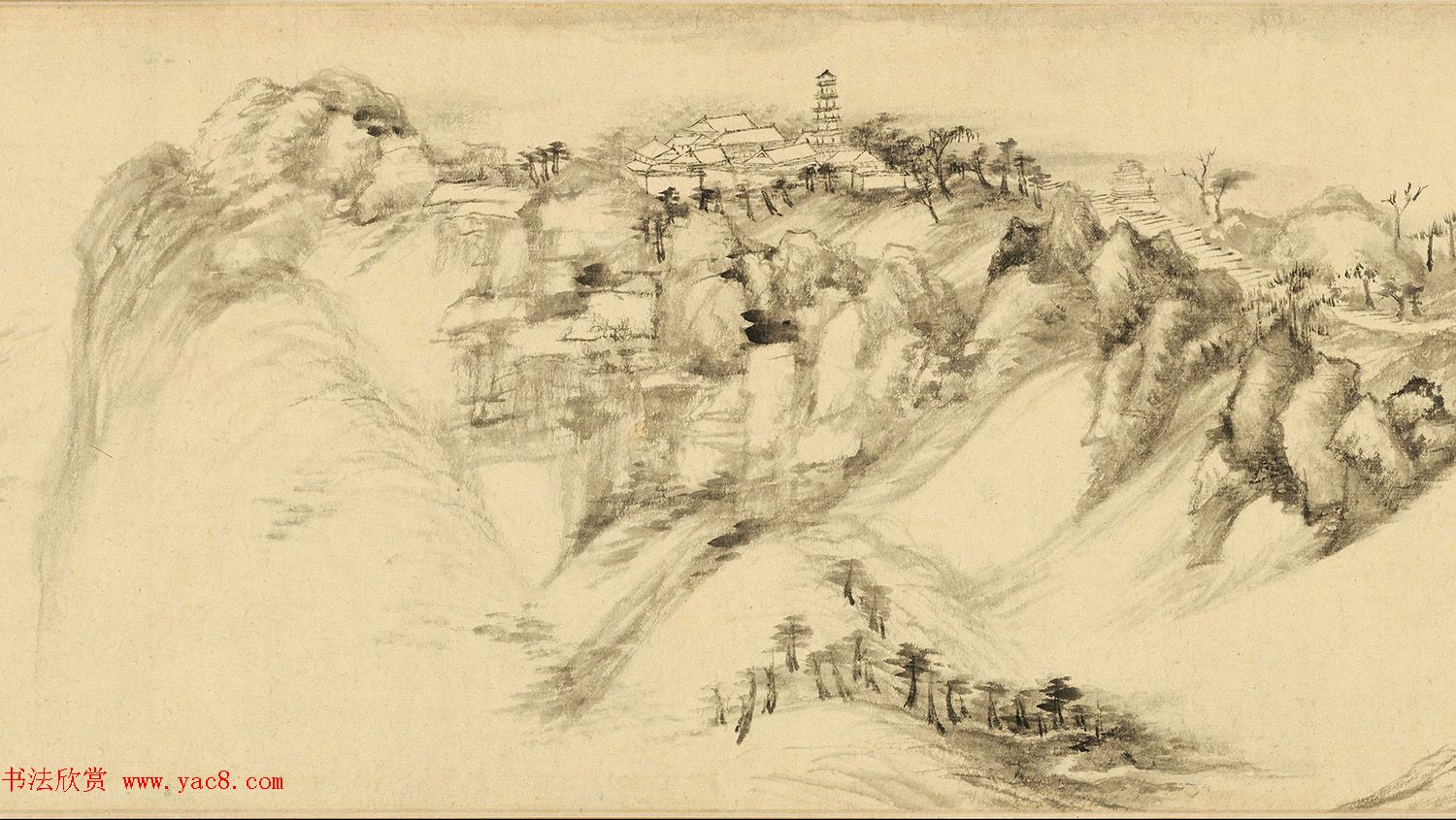 恽寿平31岁字画《灵岩山图》卷