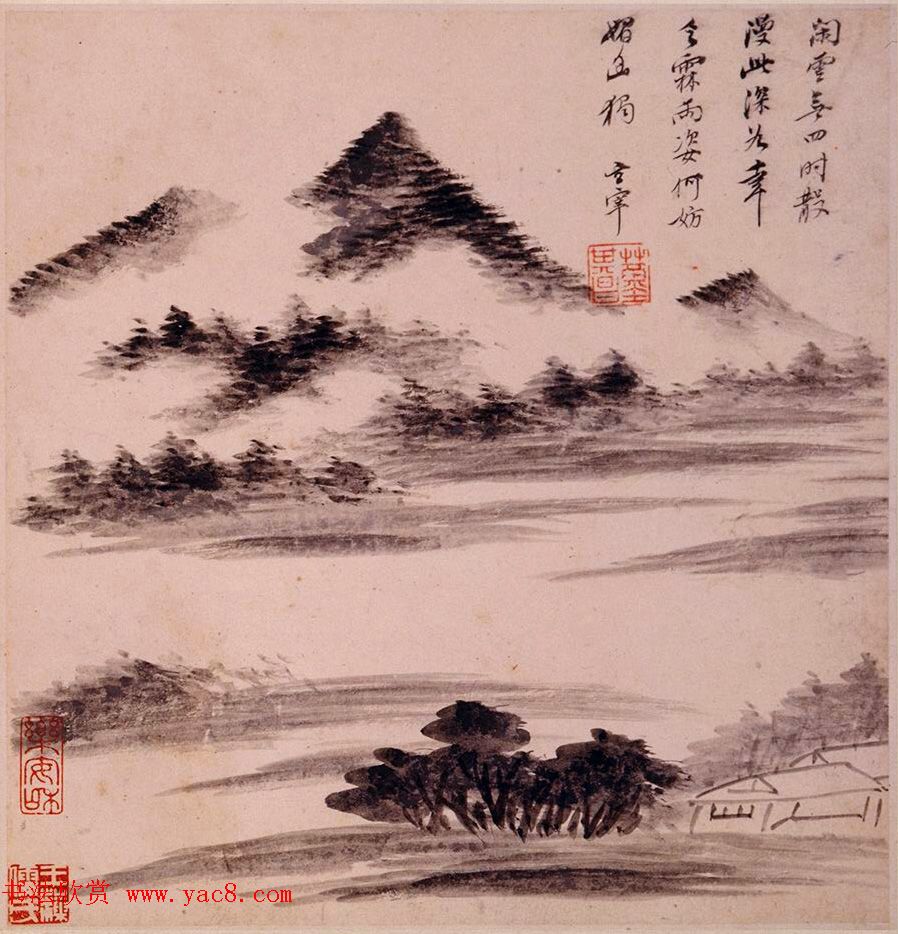 陈万全、温汝适书法题董其昌仿古山水图册