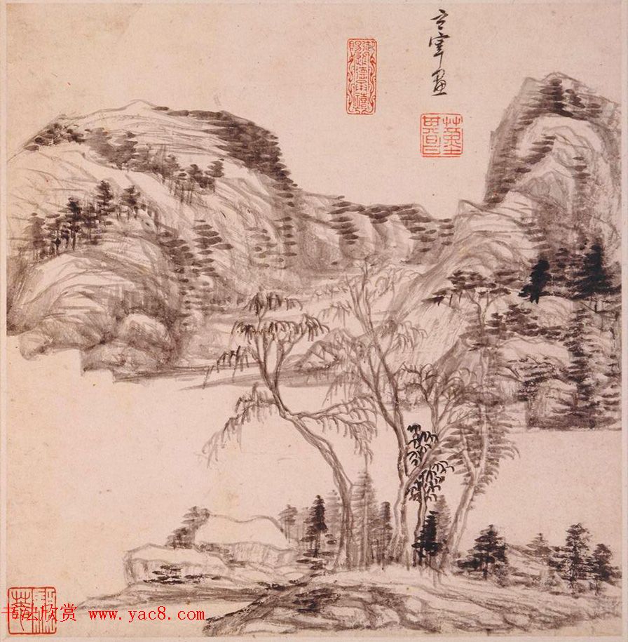 陈万全、温汝适书法题董其昌仿古山水图册