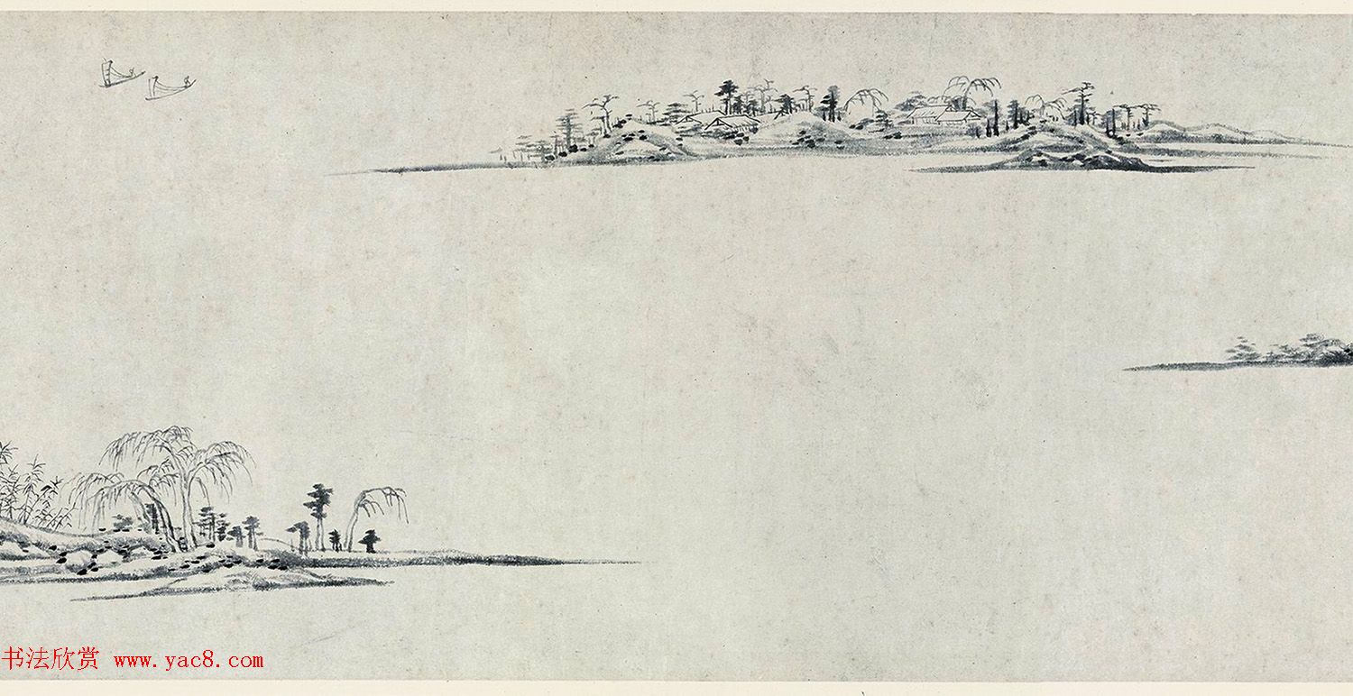 明代文彭等8人书法题跋《文嘉曲水园图卷》