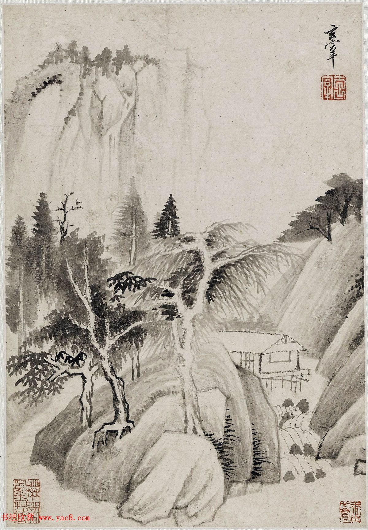 董其昌书画对题仿古山水图册（六开）