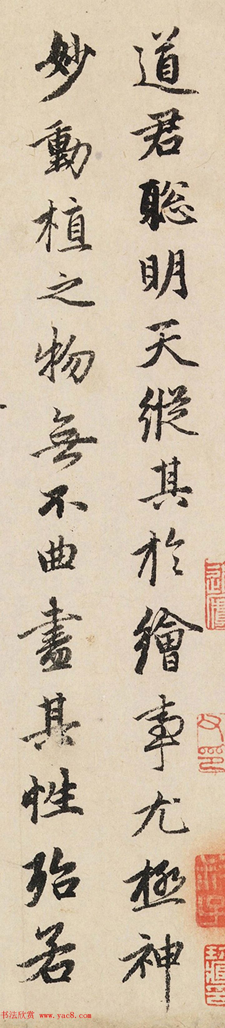 赵孟頫行书欣赏《跋赵佶竹禽图》